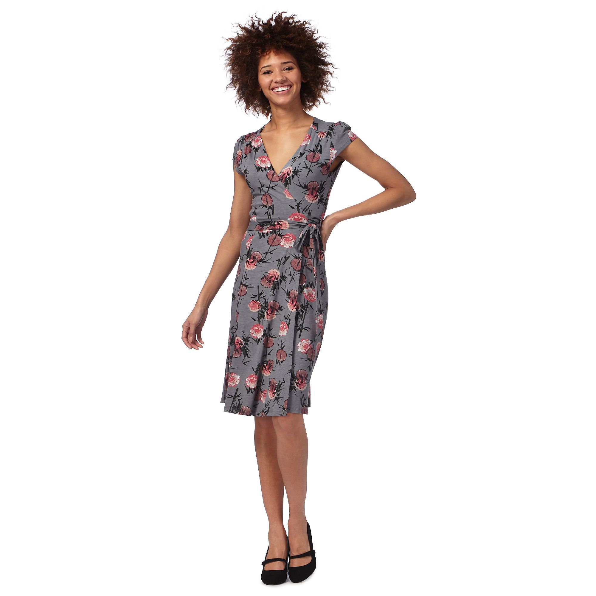 Rjr.John Rocha Womens Grey Oriental Blossom Wrap Dress From Debenhams