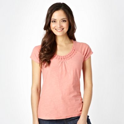 Mid rose circle trim organic cotton t-shirt