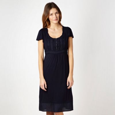 Navy mixed fabric jersey dress                                                                                                  