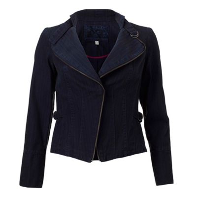 Petite navy ruffle jacket