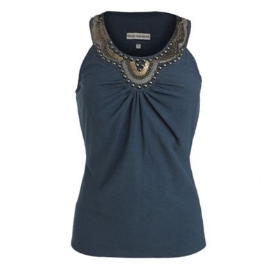 Rocha.John Rocha Petite Petite blue stud detail vest top