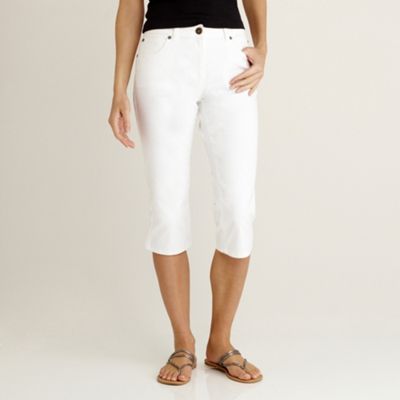 Petite white denim cropped jeans