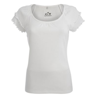 Petite white double frill sleeve t-shirt