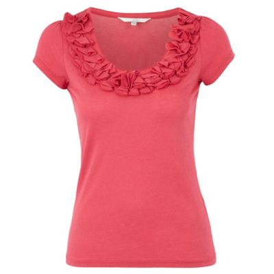 Petite chocolate floral neckline t-shirt