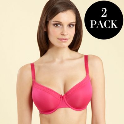 Dark pink two-pack of padded t-shirt bras