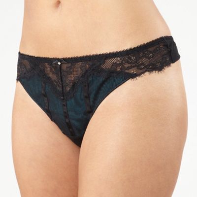 Dark green lace covered thong