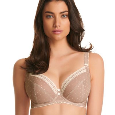 Dark cream Lacey balcony bra D-G cup