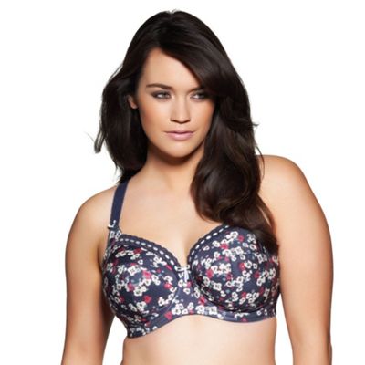Navy Sakura banded full cup bra