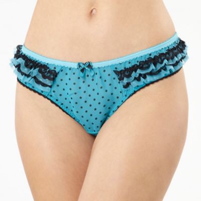 Dark turquoise spot thong