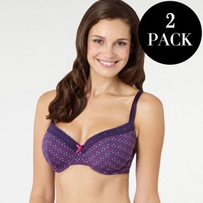 Pack of two purple and white t-shirt bras