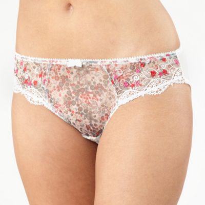 White floral print and embroidery briefs