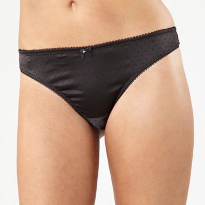 Black satin thong