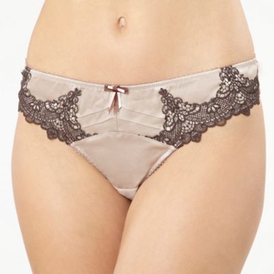Gold lace and crochet thong