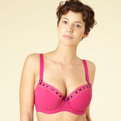 Pink textured stripe balcony bra