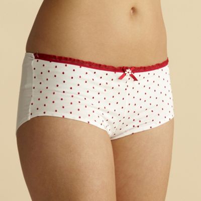 Ivory and red spotted shorts