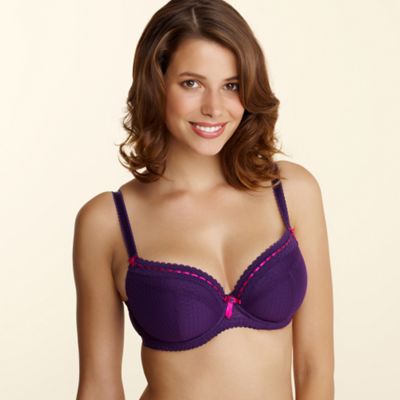 Gorgeous Purple padded mesh balcony bra