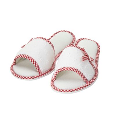 Designer white broderie mule slippers                                                                                           