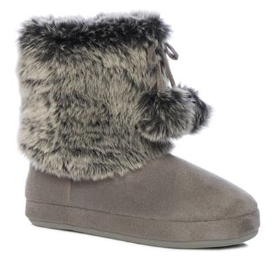 ladies grey slipper boots