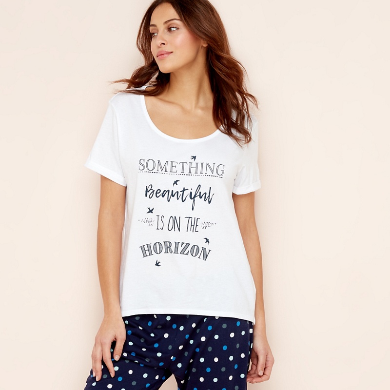 Lounge & Sleep - White Slogan Cotton Pyjama Top Review