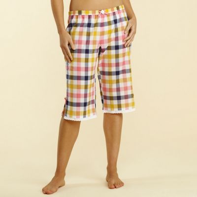 Multi coloured check cropped pyjama bottoms