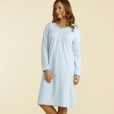 Blue &39Classic Rose&39 long sleeve night dress