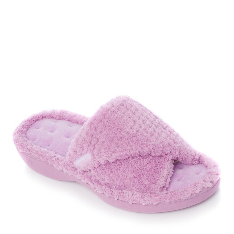 Totes - Purple Popcorn Cross-Over Memory Step Open Toe Mule Slipper Review