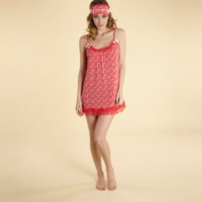 Floozie by Frost French Red chemise and eye mask set
