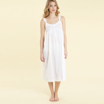 White Textured Stripe Nightdress