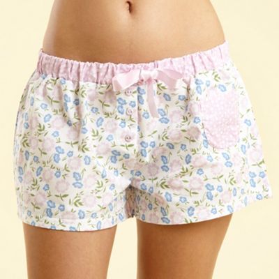 White floral print shorts