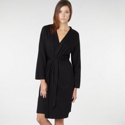 Black jersey dressing gown