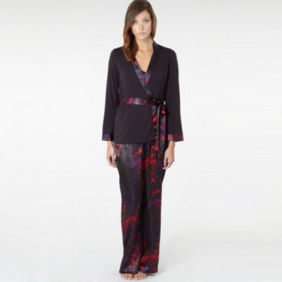 Black three piece printed pyjama set