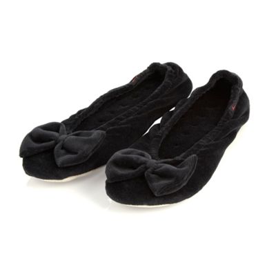 Black velour ballet slippers