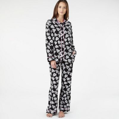 Black heart print pyjama set