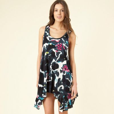 Teal abstract floral print tank chemise
