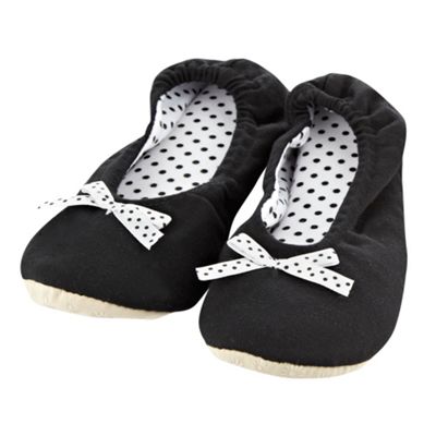 Black Polka Dot Bow Ballet Slippers