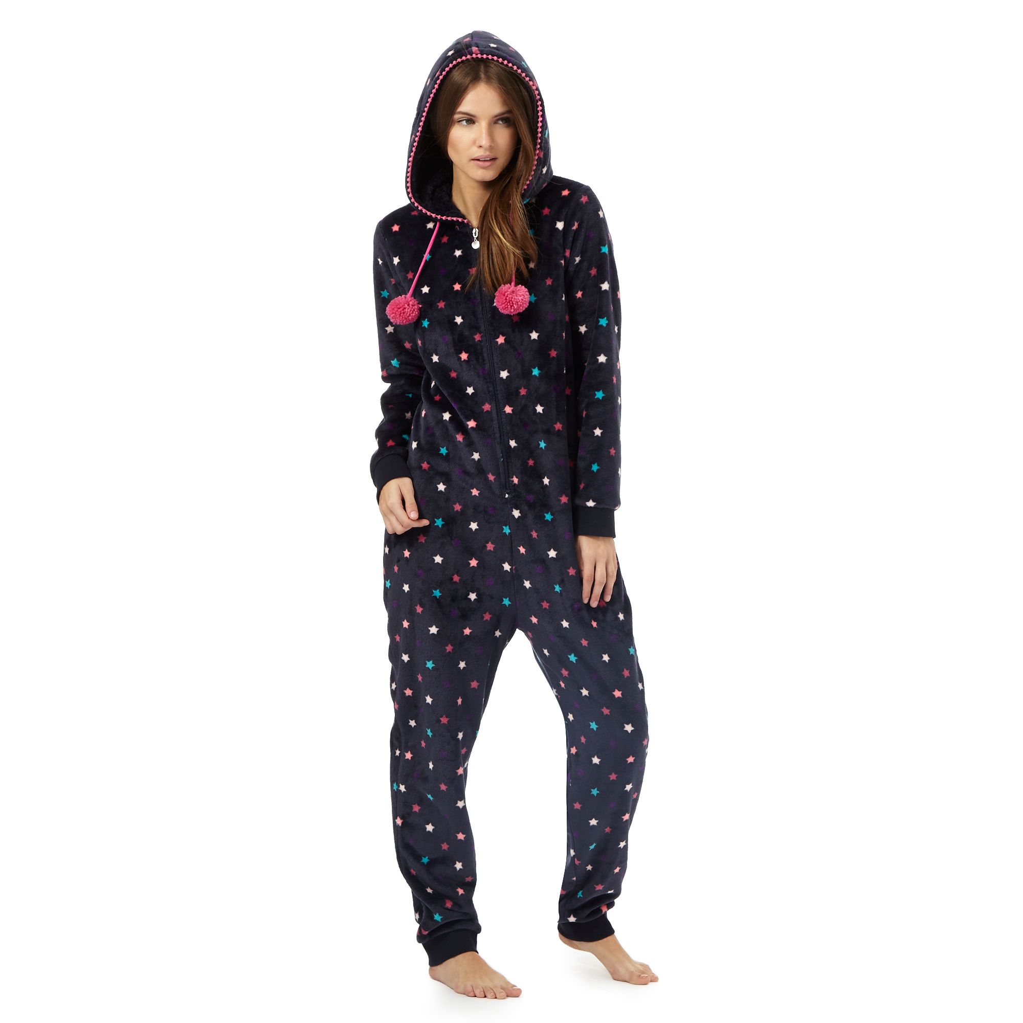 Lounge & Sleep Womens Navy Star Print Hooded Onesie From Debenhams 14