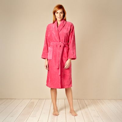 Designer pink velour towelling robe                                                                                             