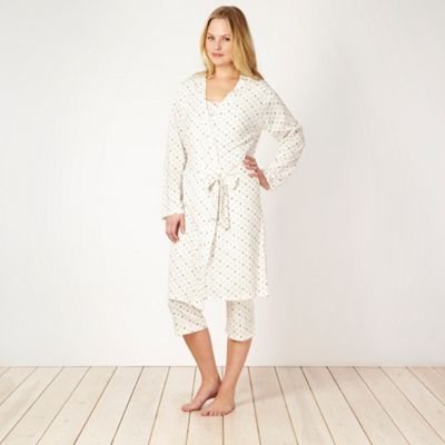Cream spot jersey dressing gown                                                                                                 