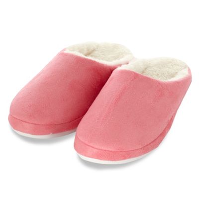 Dark peach suedette mule slippers