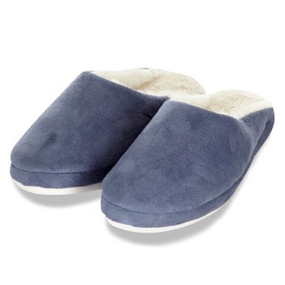 Blue suedette mule slippers                                                                                                     