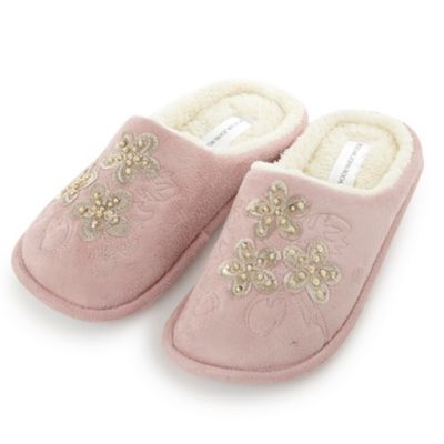 Designer pink embellished slippers                                                                                              