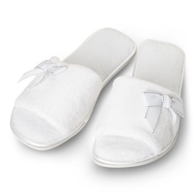 White towelling mule slippers                                                                                                   