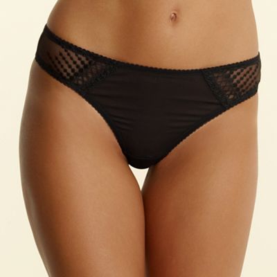 Black droplet embroidered thong