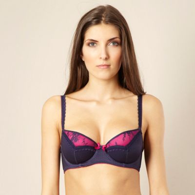 Navy spotted natural boost balcony bra                                                                                          