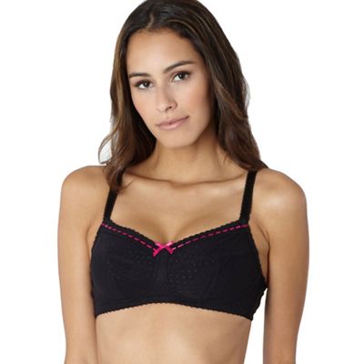 Pack of two black and white spot mesh non padded mastectomy bras                                                                