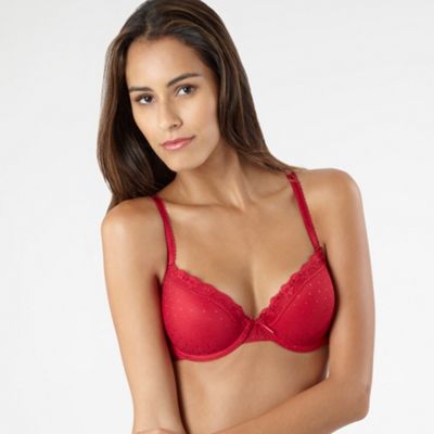 Red spotted mesh t-shirt bra