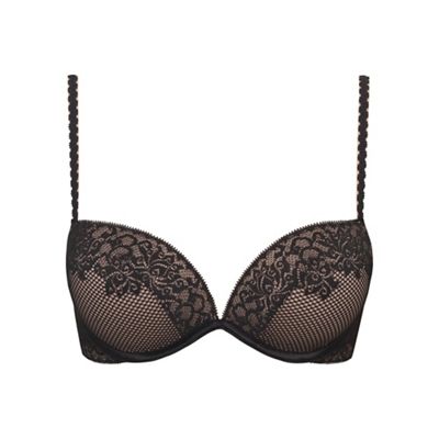 Black lace Full effect +2 cup sizes push up plunge bra