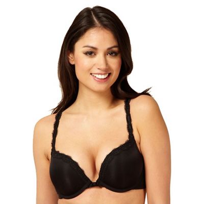 Black lace trim lightweight Mega Boost plunge bra