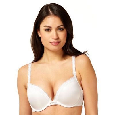 White lace trim lightweight Mega Boost plunge bra