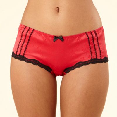 Red floral jacquard shorts